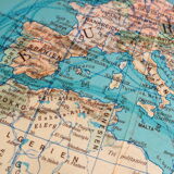 Midcentury glass globe with light from columbus duoerdglobe, germany