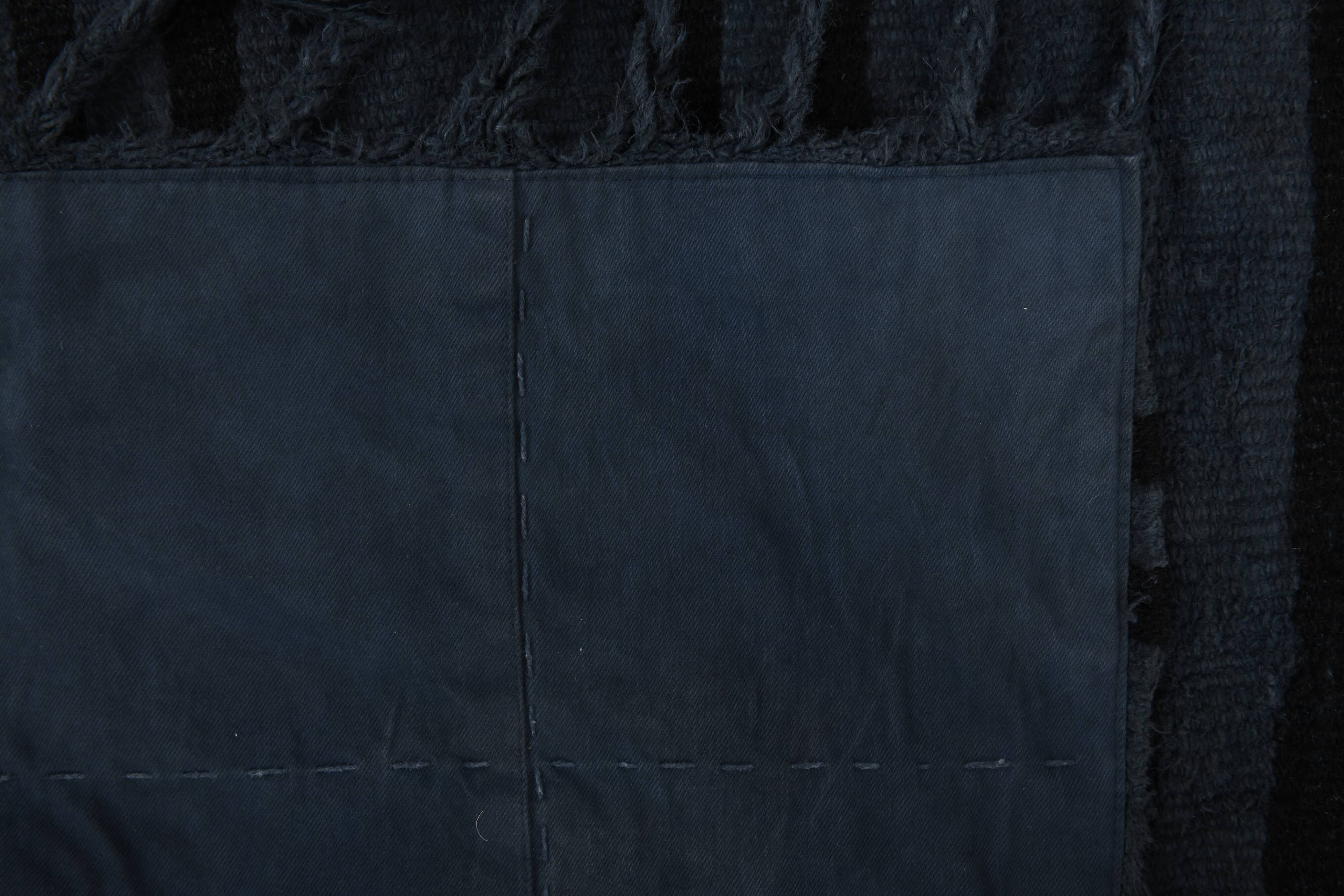 6x8 Navy Blue & Black Striped Kilim Rug, 174x240Cm