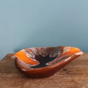 Flamed ceramic ashtray in Vallauris style from the 1970s.