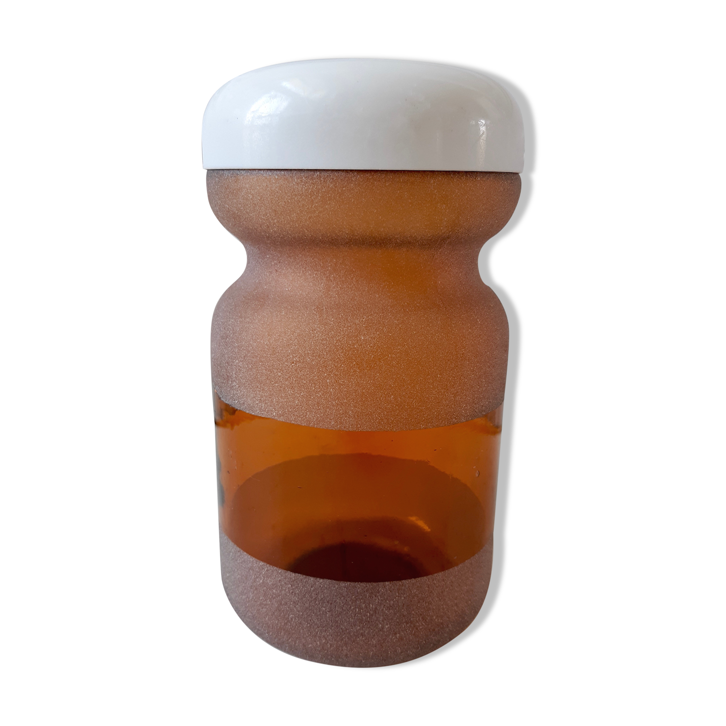 Pot vintage années 70 en verre couleur ambre