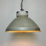 Grey metal industrial factory hanging lamp, 1960s