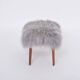 Danish Mid-century Modern stool reupholstered in grey sheep skin