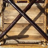 Wicker or rattan armchairs and bamboo