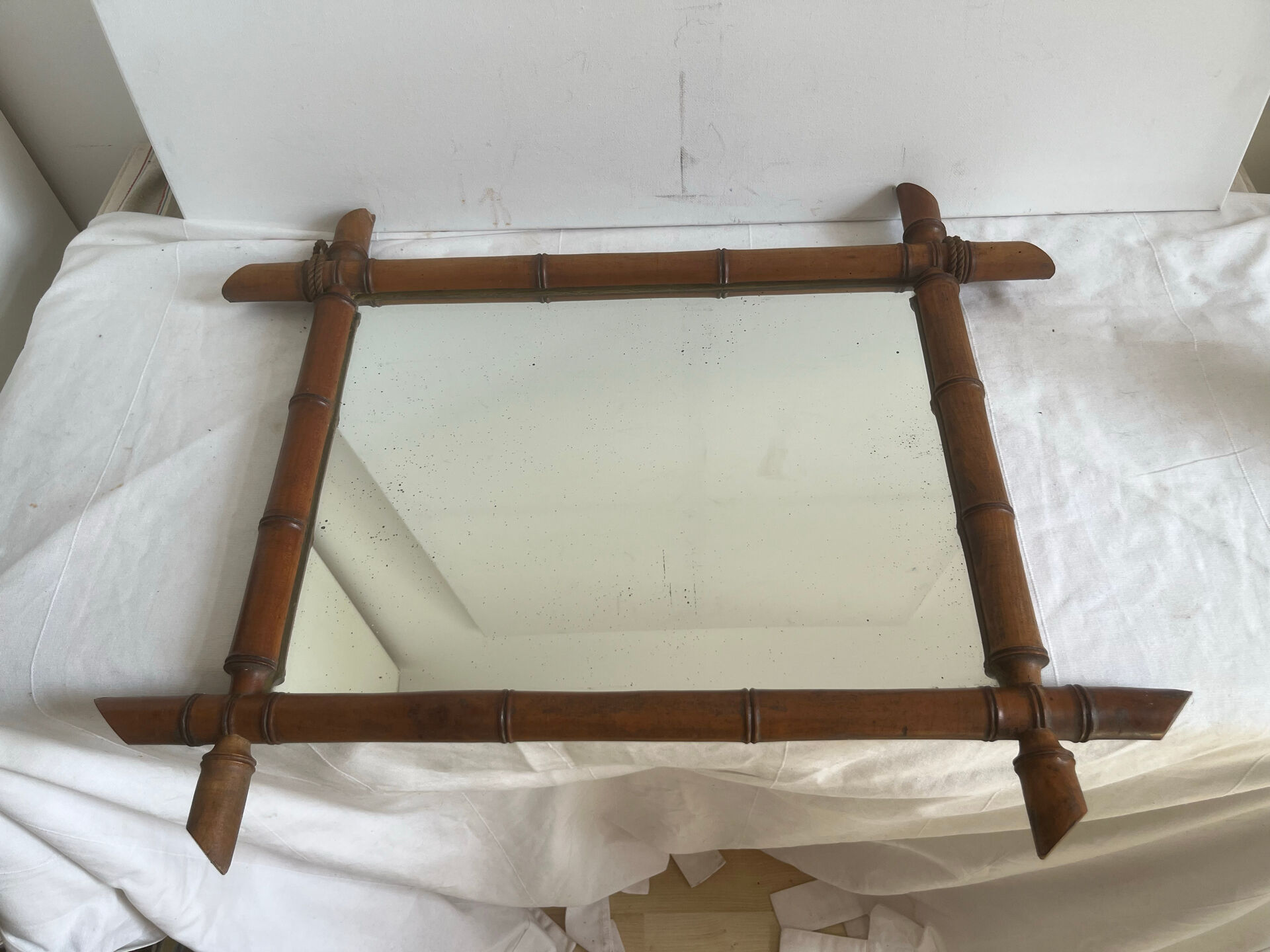 Large antique bamboo mirror