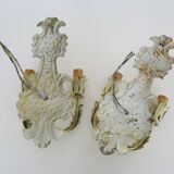 Pair of Italian wall lights in cream-colored sheet metal. 1970s