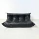 Togo 3-seater in Black Leather designed by M. Ducaroy for Ligne Roset