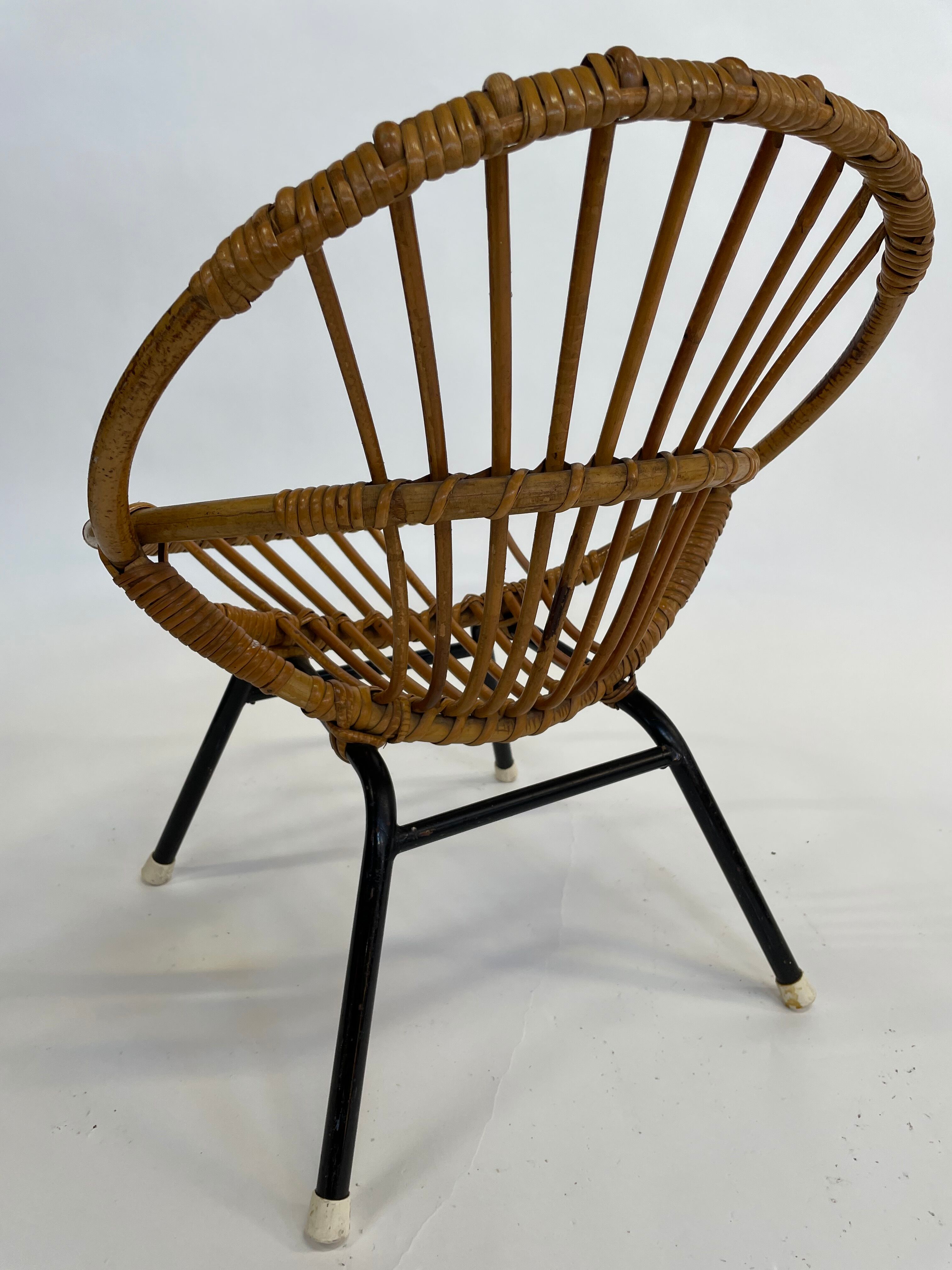 Vintage Rattan children's chair Rohe Noordwolde 1960s Design