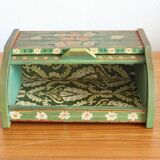 Vintage hand-painted wooden bread box