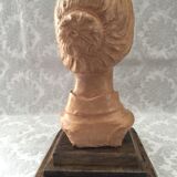 Bust in raw earth of atelier bust face of woman signed j.c.g.