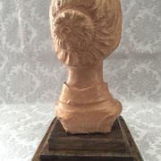Bust in raw earth of atelier bust face of woman signed j.c.g.
