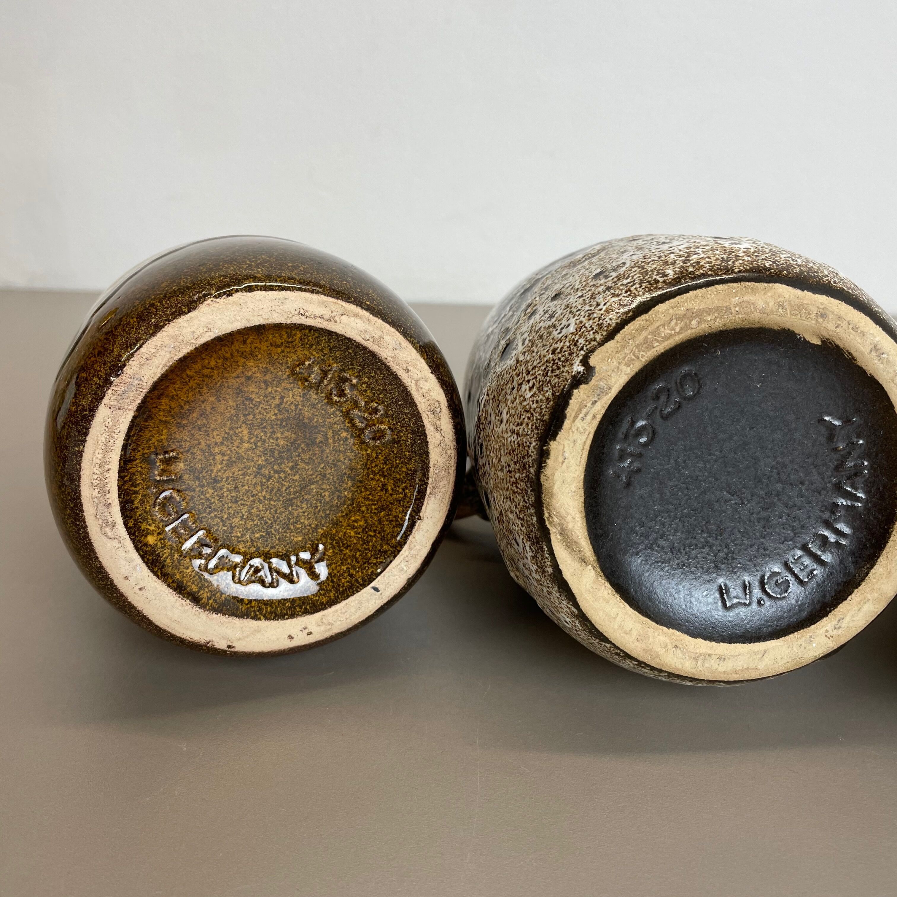 Set of Three 1970s Pottery Fat Lava "413-20" Vases Made by Scheurich, Germany