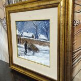 André Poirson (20th century) – Animated winter scene – Oil on canvas