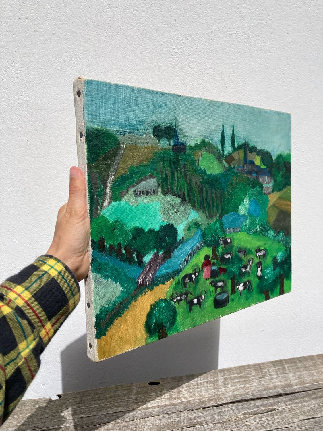Tableau, huile sur toile paysage naïf