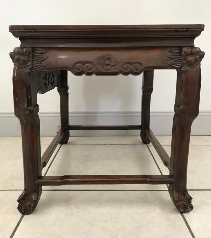 Side table in iron wood and marble from China Circa 1900