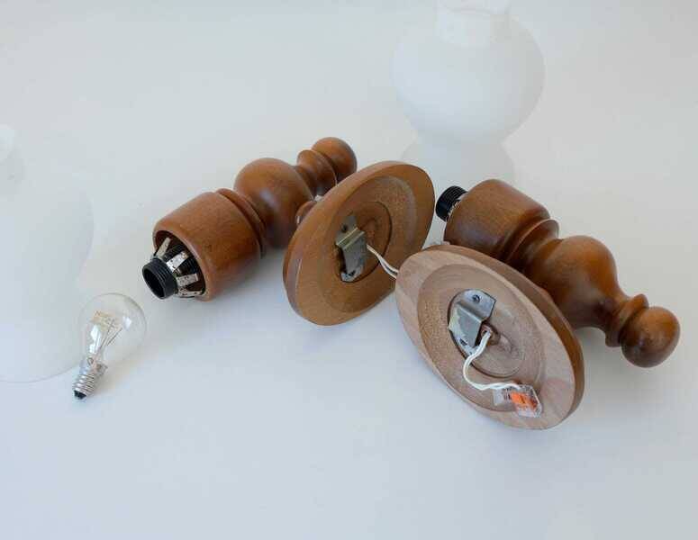 Large vintage wooden bathroom set / mirror with shelf / towel rack