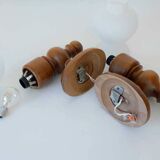 Large vintage wooden bathroom set / mirror with shelf / towel rack