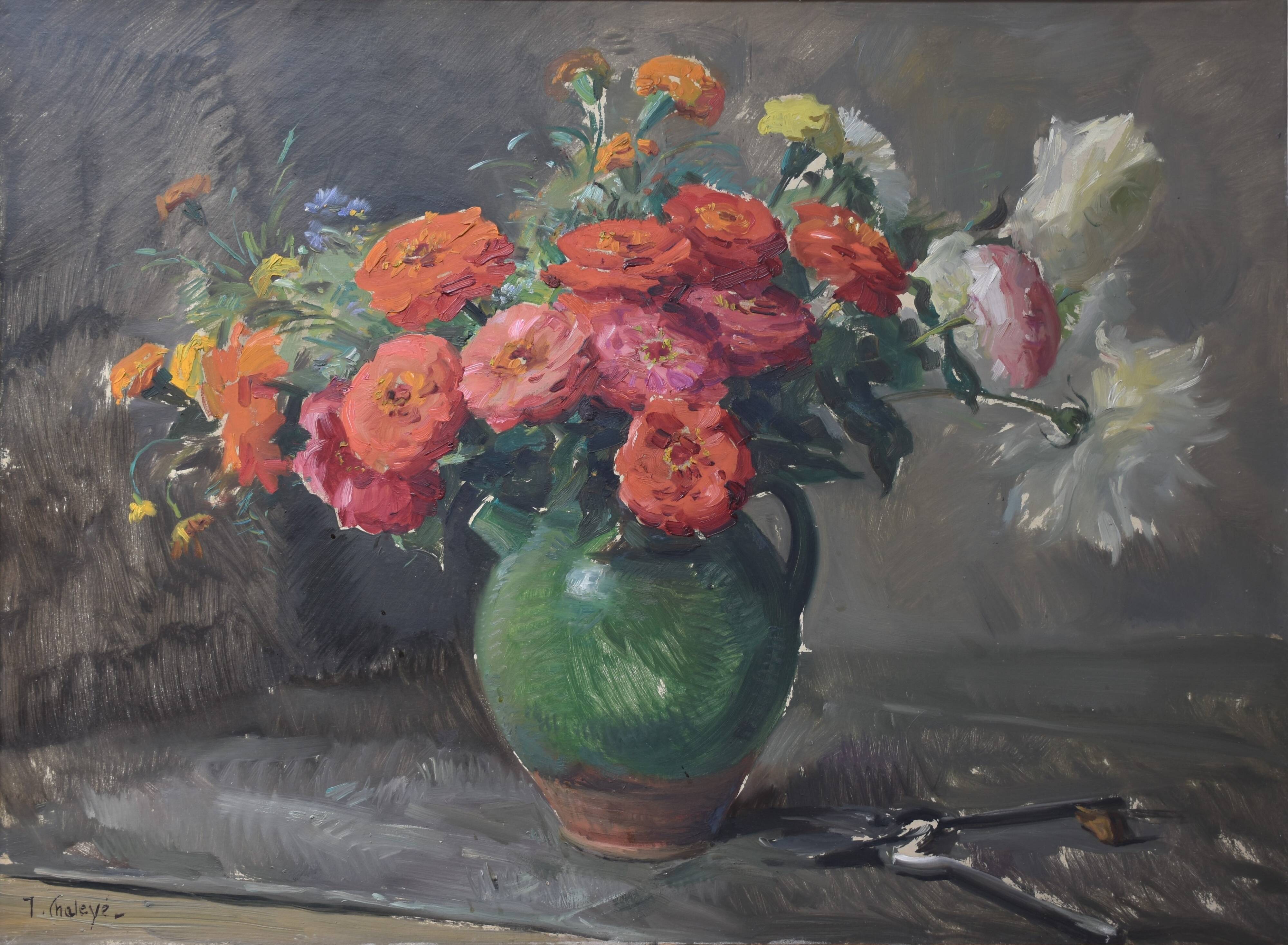 Jean Chaleyé, Flowers in a Green Water Jug (circa 1920)