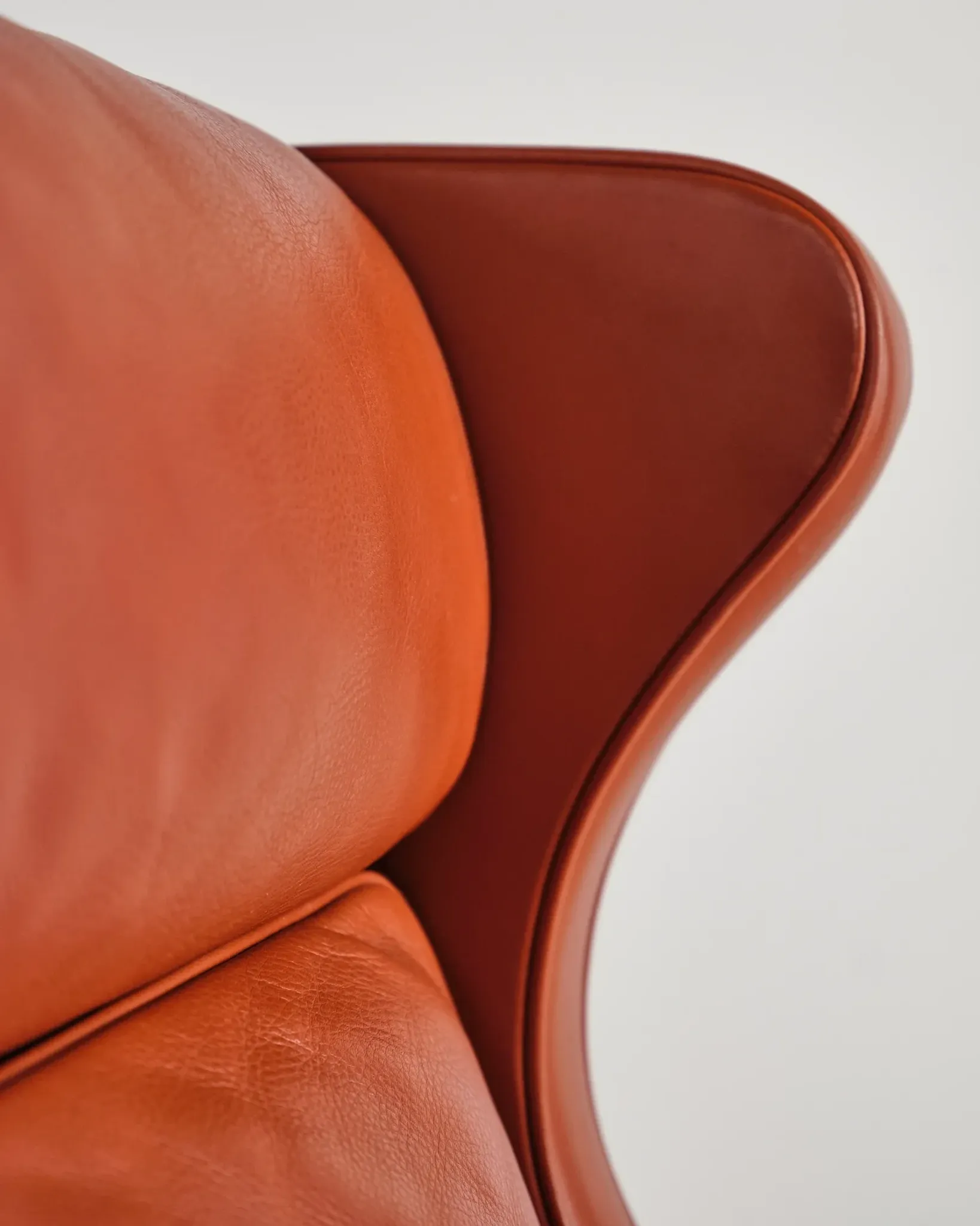 Armchair 2204 and leather pouf by Børge Mogensen, Denmark, 1960s.