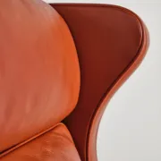 Armchair 2204 and leather pouf by Børge Mogensen, Denmark, 1960s.