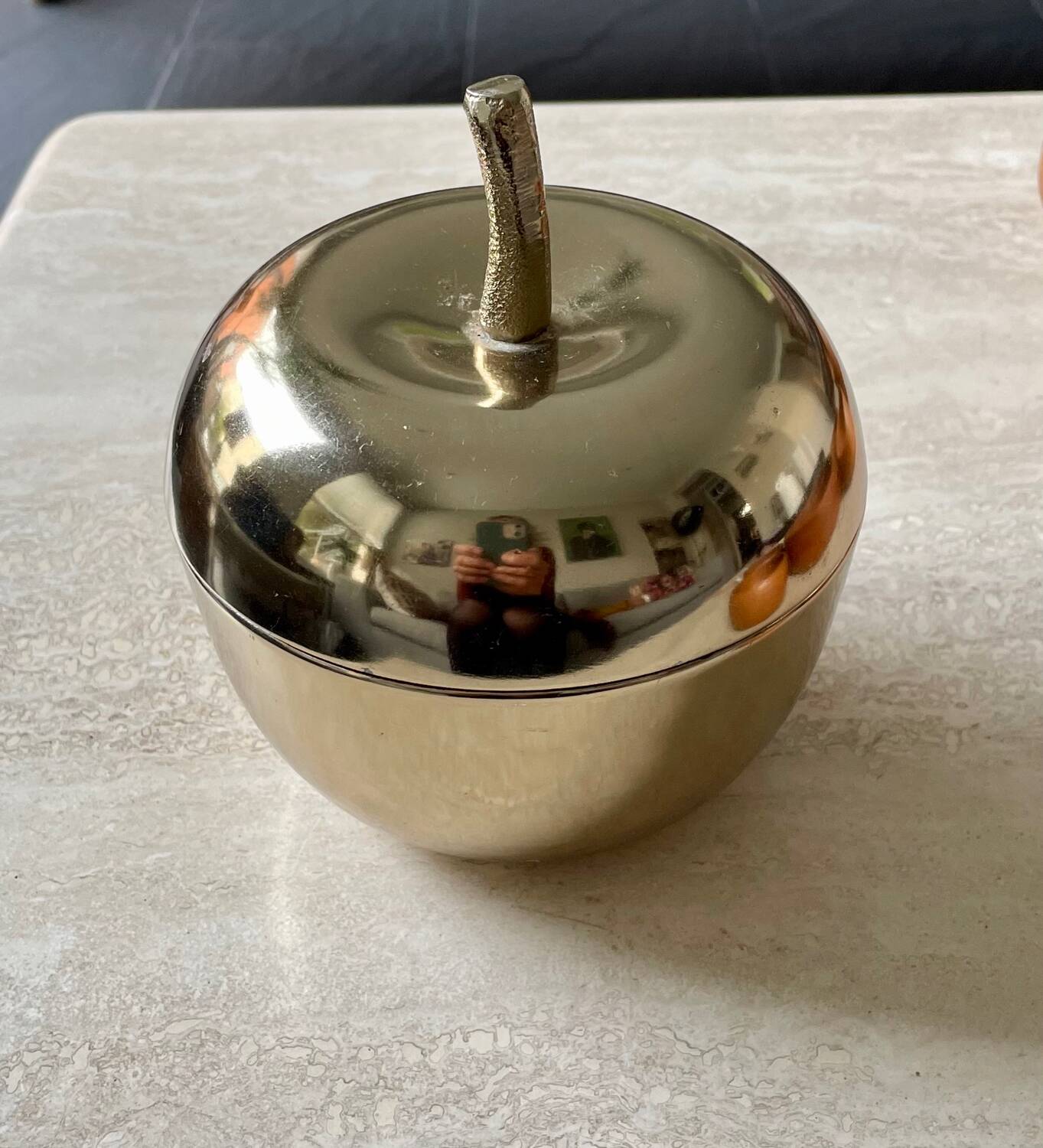 Vintage golden metal apple box