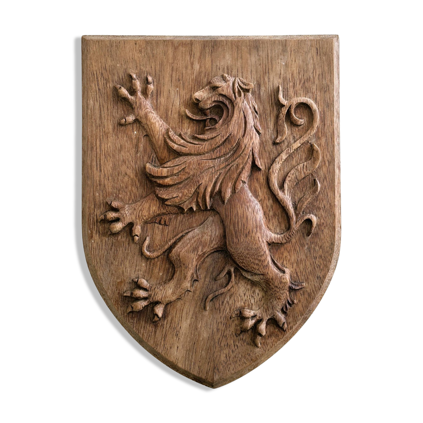 Plaque blason en bois Lion des Flandres.