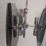 Veca style design pendant chandelier smoked glass 1960 6 lights