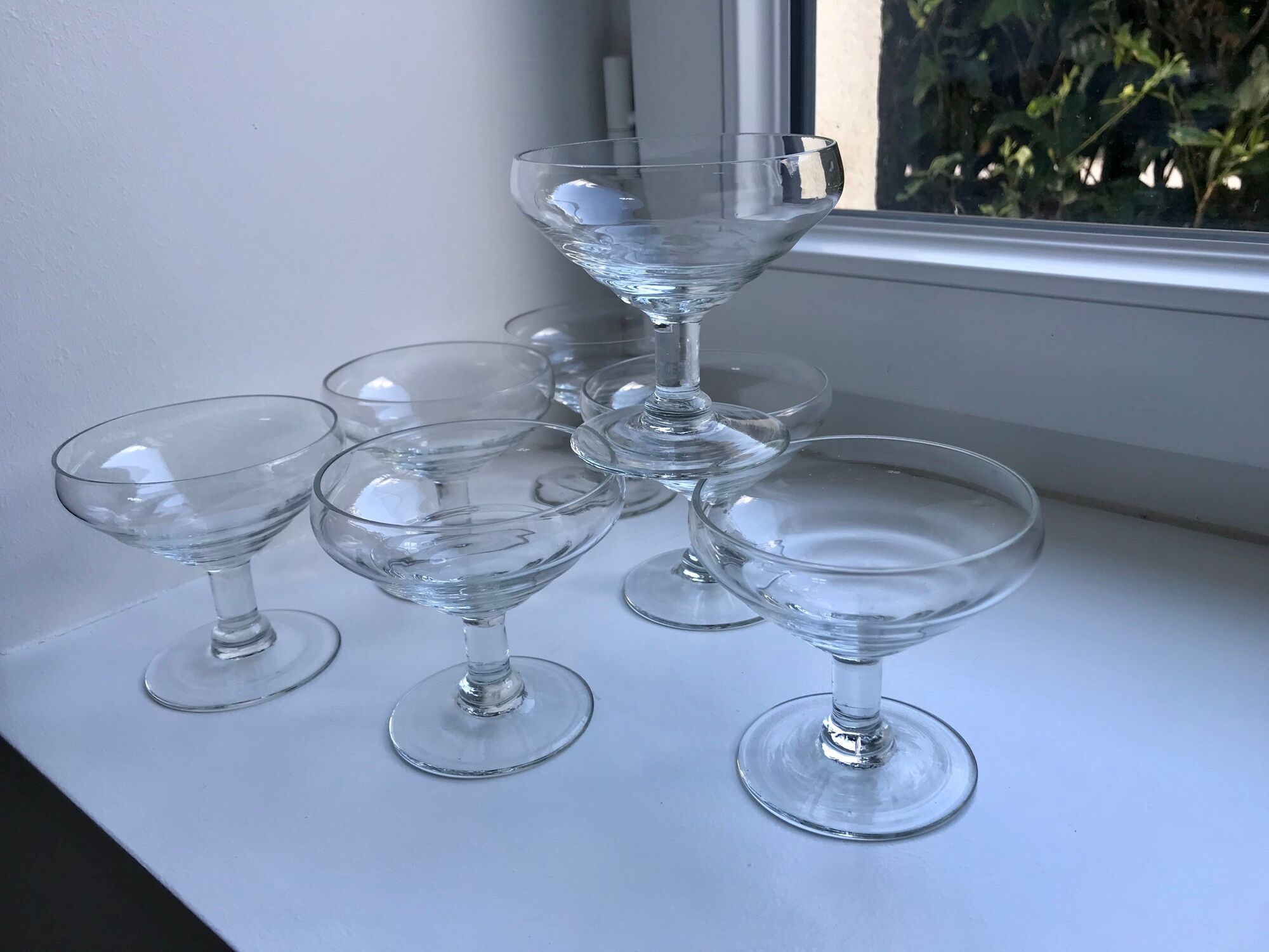 Set of 7 crystal champagne glasses 50s-60s