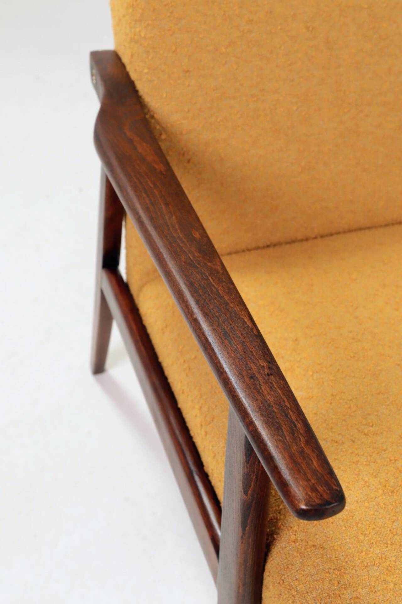 Pair Lounge Chairs Vintage Yellow Boucle,  Mid Century Design, 1960