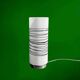 Vintage solid cylindrical lamp in white opal glass and brushed metal – postmodern design