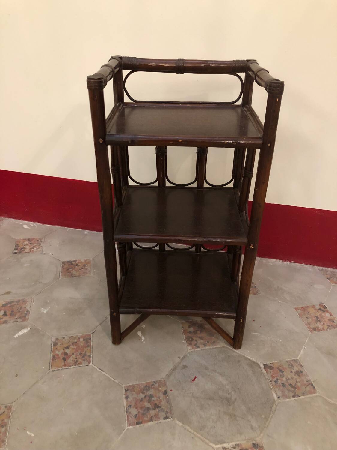 Small vintage 70s rattan shelf