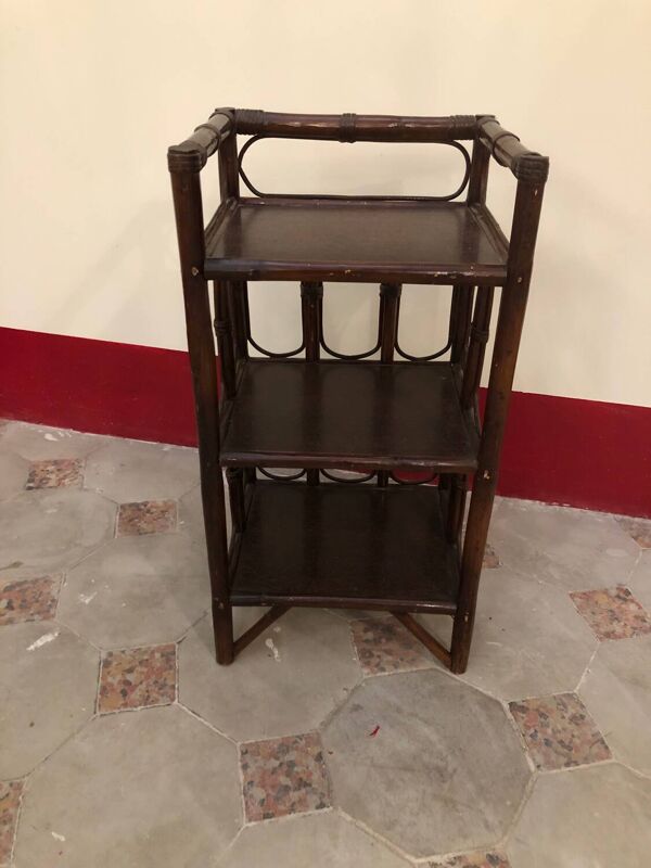 Petite étagère vintage 70 rotin