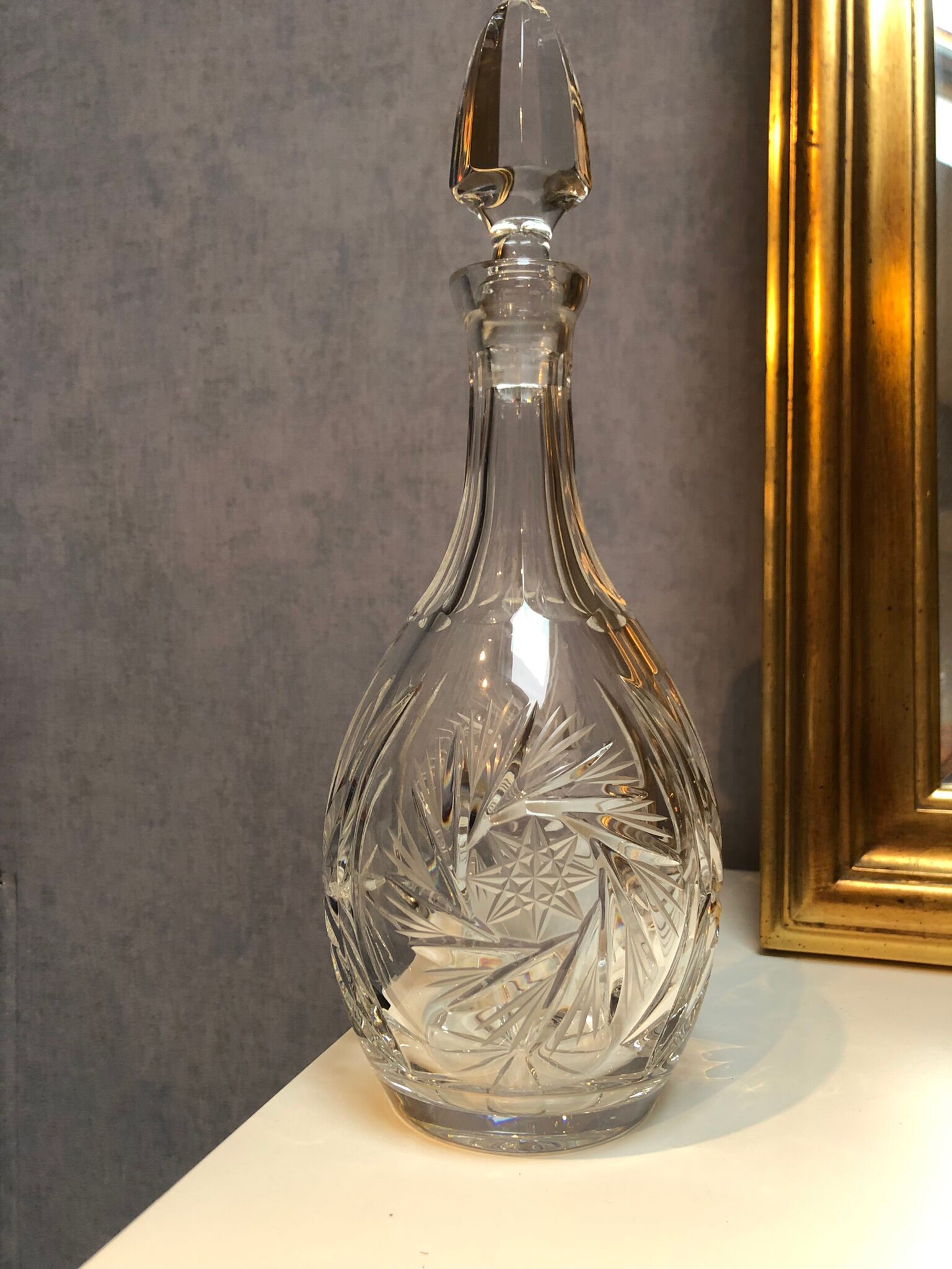 Carved crystal decanter