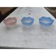 Set of 3 vintage suspensions in blue and pink opaline glass.
