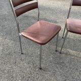 Pair of retro metal and leather chairs