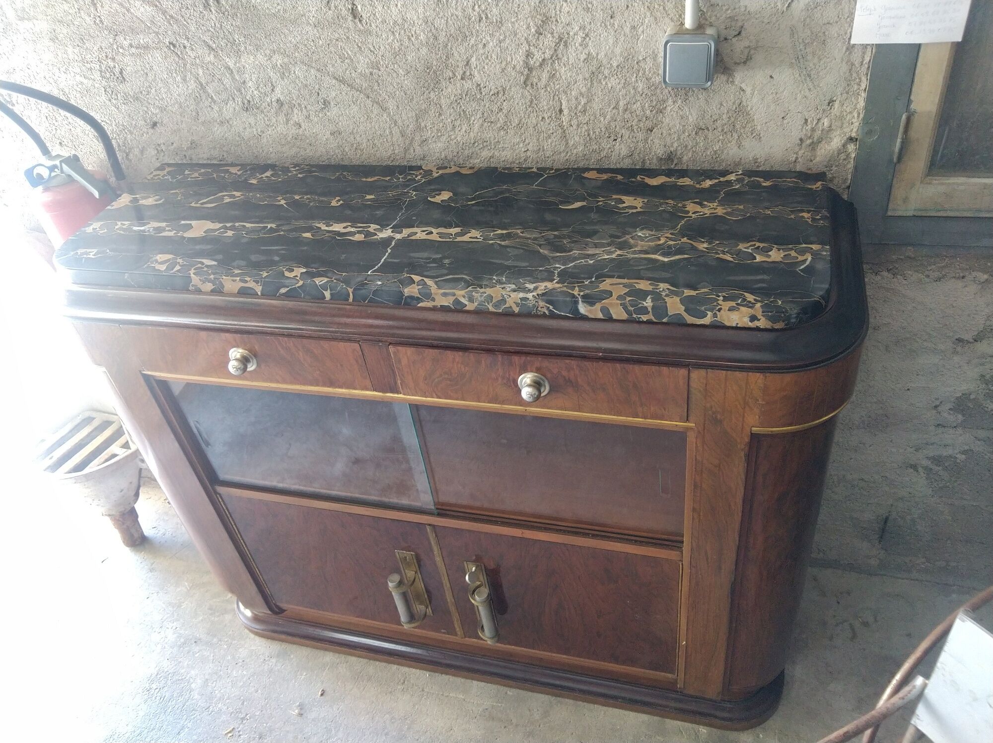 Buffet 1930 in rosewood and Portor marble