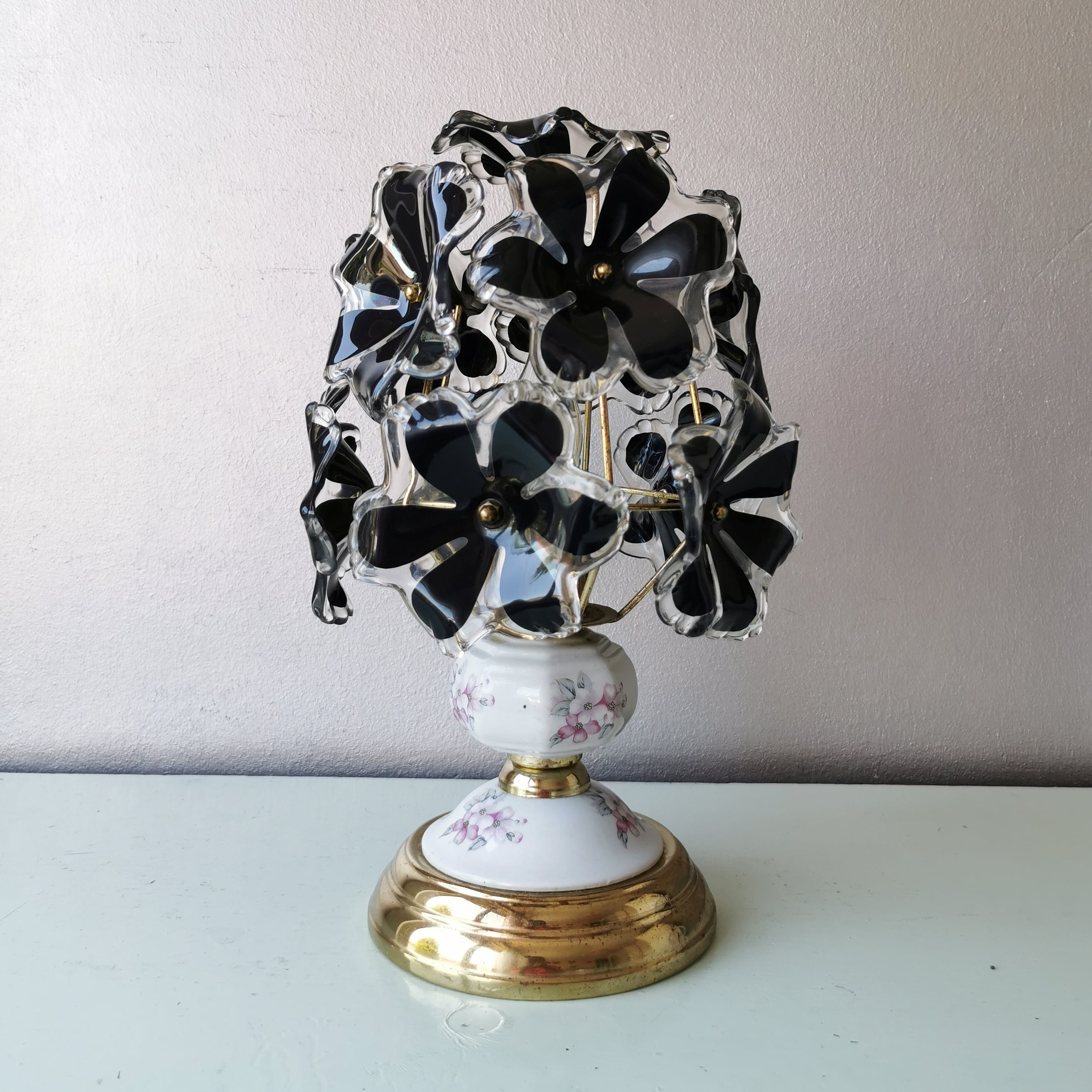 Table lamp with glass flowers, 80