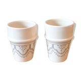 Lot of 2 ceramic cups grey Berber motifs