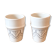 Lot of 2 ceramic cups grey Berber motifs