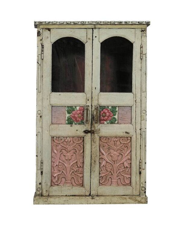 Vitrine armoire buffet vitre bois vieux teck patine d'origine