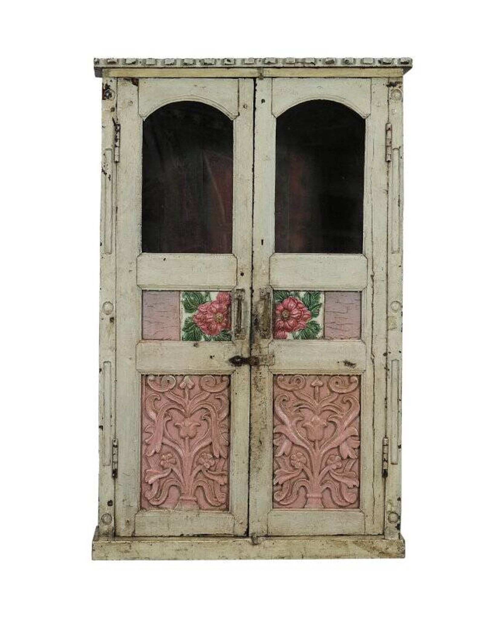 Vitrine armoire buffet vitre bois vieux teck patine d'origine