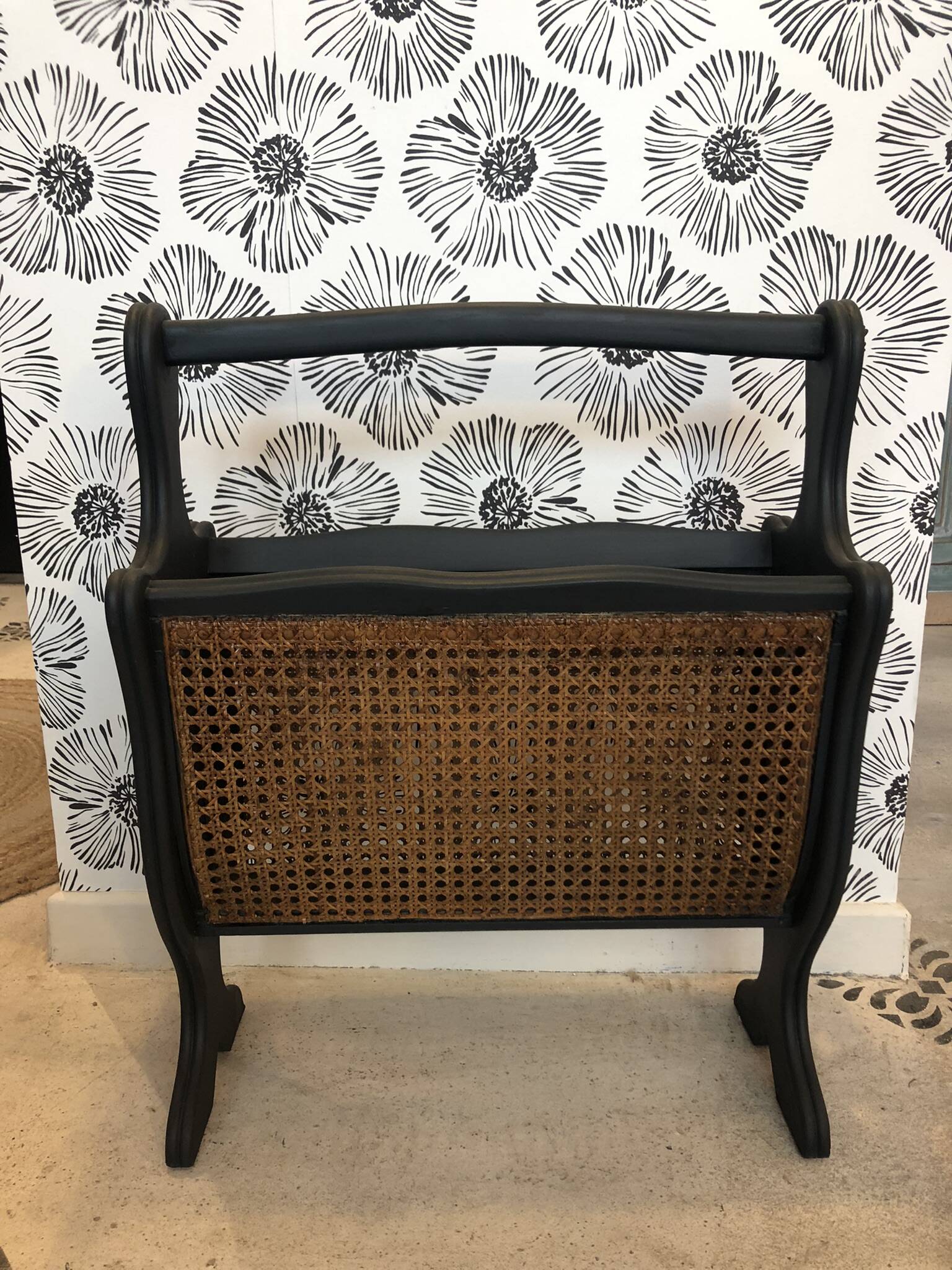 Pia wooden and cane magazine rack