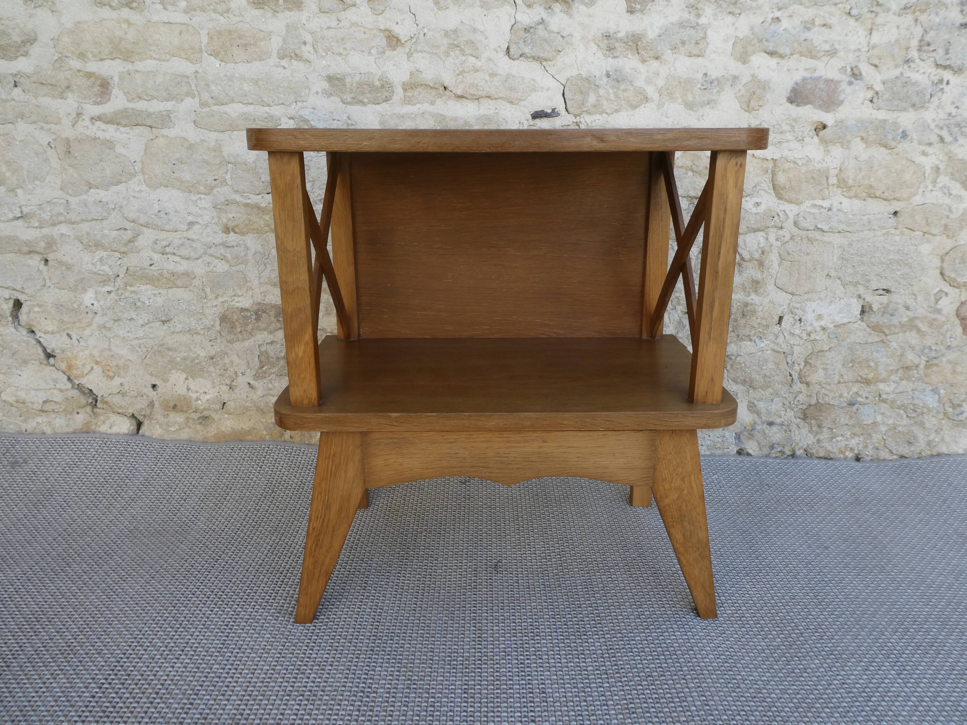 Bedside compass feet in light wood, 60s