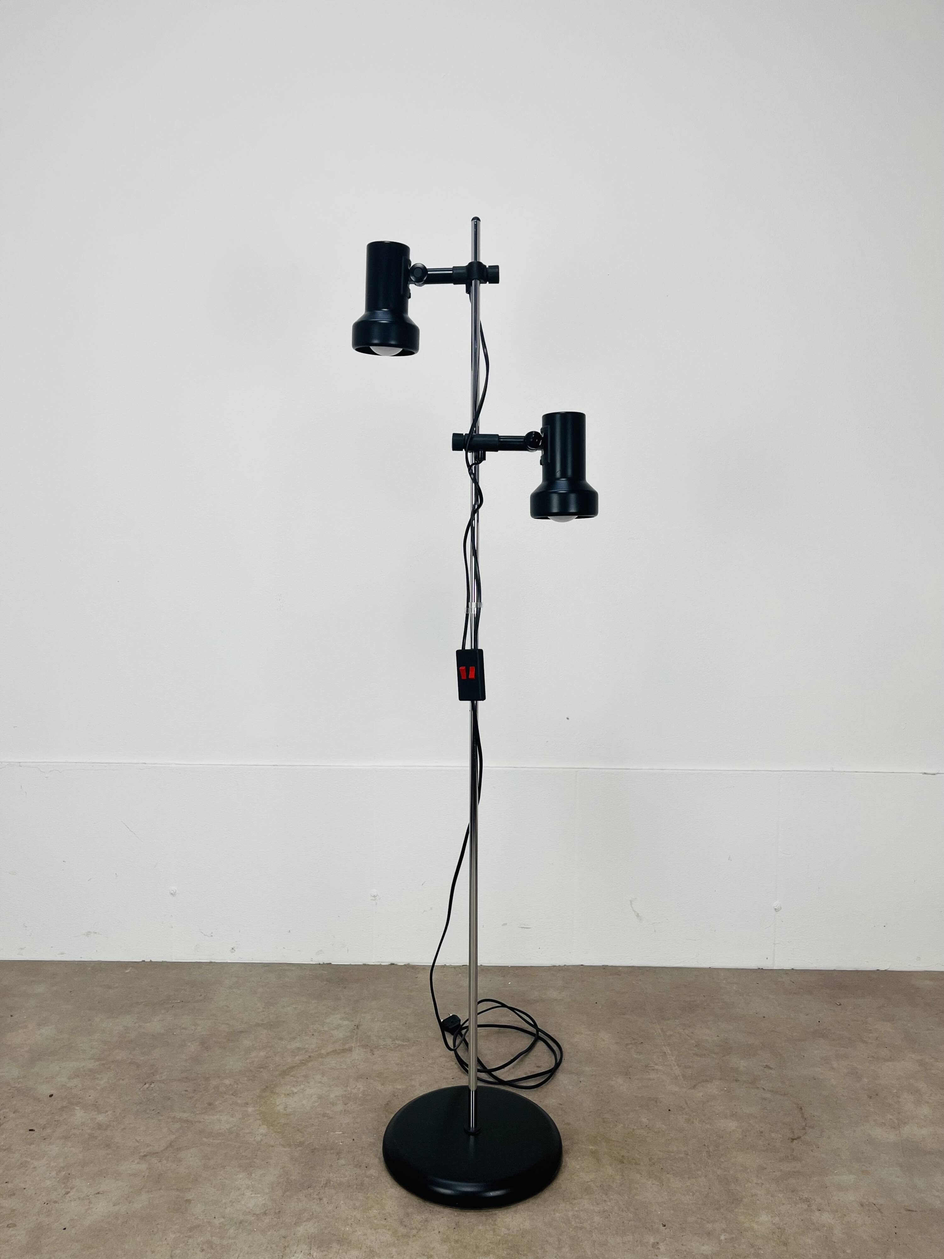 Miwi floor lamp with 2 vintage adjustable spots, black metal