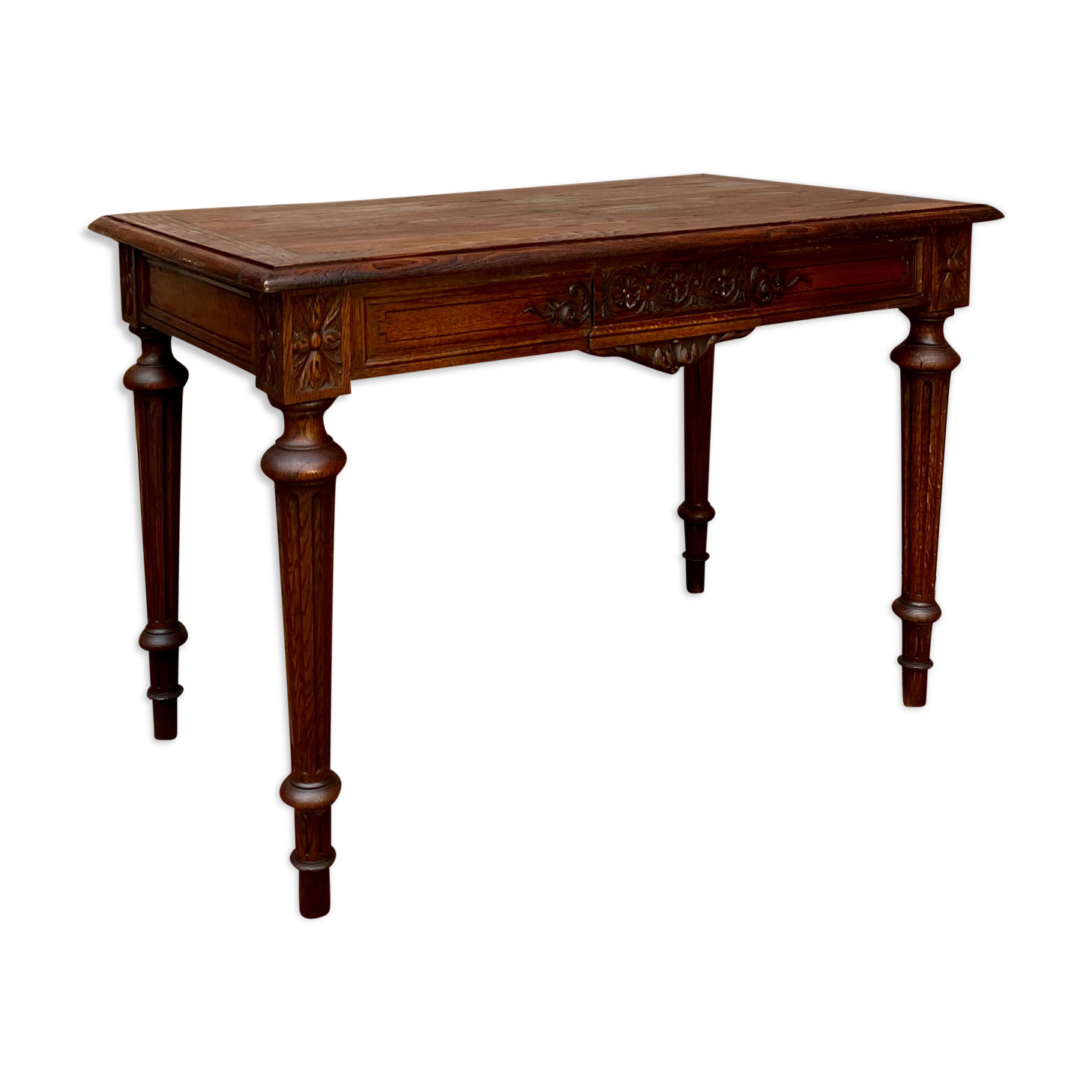 Double-sided desk in natural wood Louis XVI style