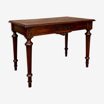 Double-sided desk in natural wood Louis XVI style