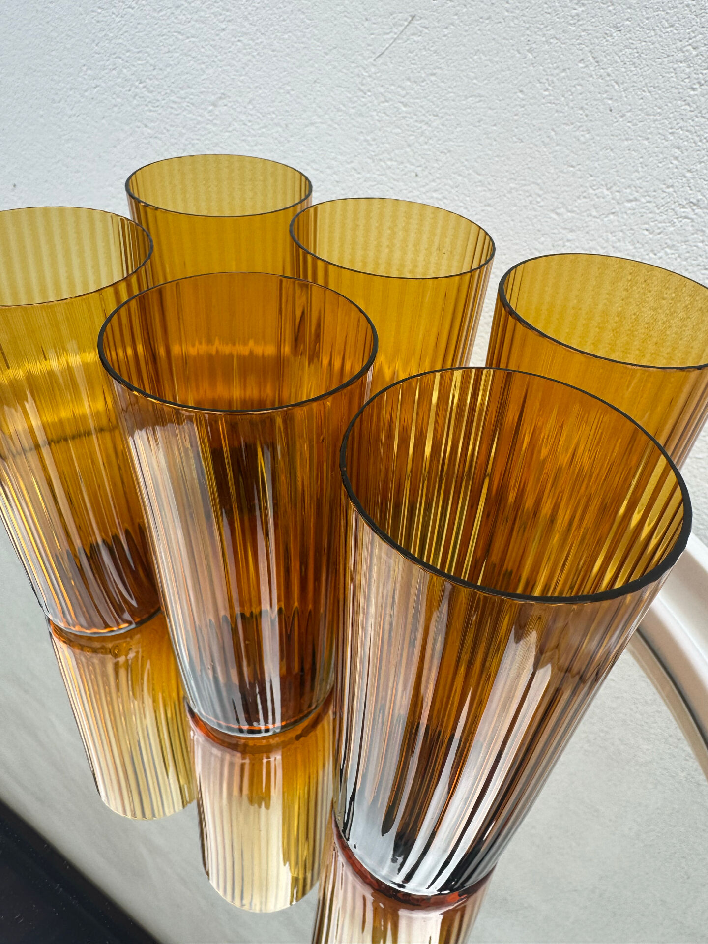 Verres ambrés soufflés années 60