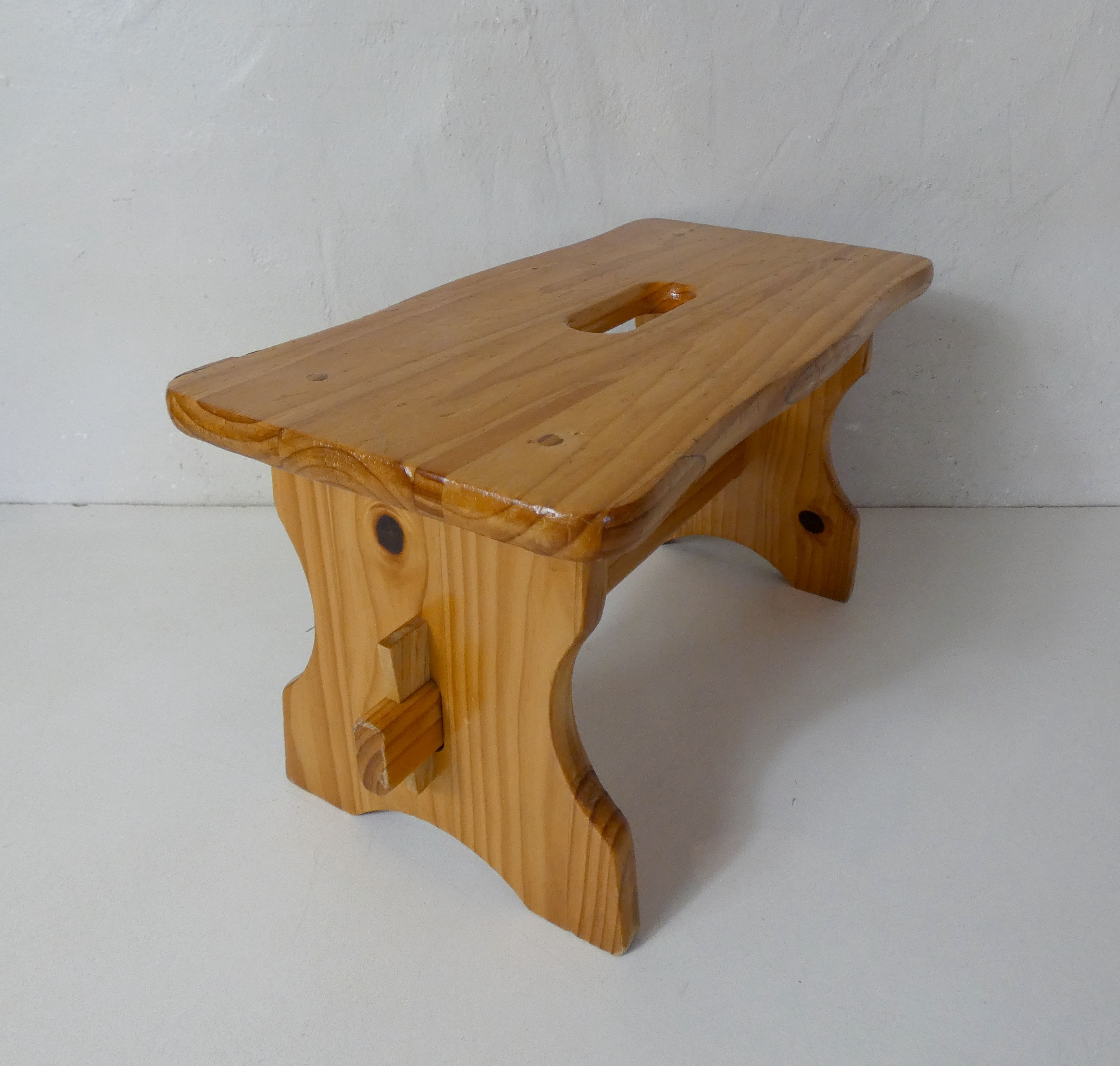 Old small wooden bench walking foot