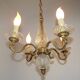 Mid-Century Bronze & Cut Glass 4-Light Chandelier with Fleur-de-Lys Detail