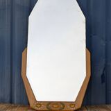 Miroir Octogonal biseauté Art Déco, Teck, 131cm