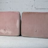 Cinna, pair of armchairs foam and velvet ras pink pale, France, circa 1970